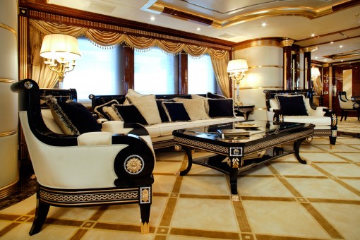 The main living area in BISTANGO mega-yacht, built by Benetti Shipyards, Livorno (Italy)