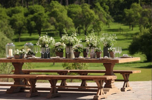 Bespoke tables and benches in a charming natural look