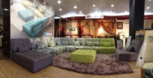 The ARIANNA modular sofa in the interior of the Aldahabya showroom