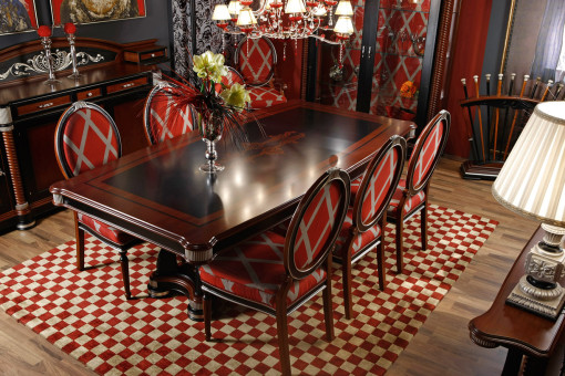 Dining group of the CANDLE collection: table 4169/8, chairs 151, sideboard 4169/14