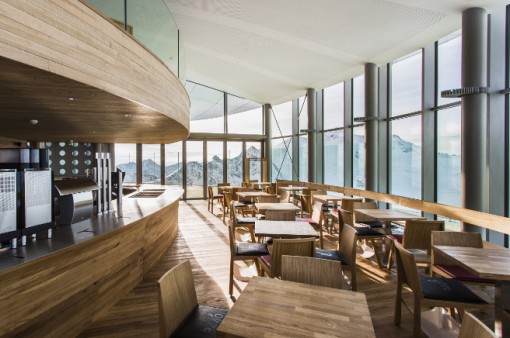 A look at the indoor cafeteria with WOODY chairs by ANDREU WORLD