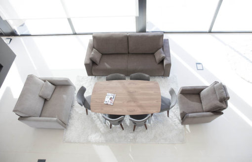 The BOSTON sofa collection, the ROCK table and the Mili