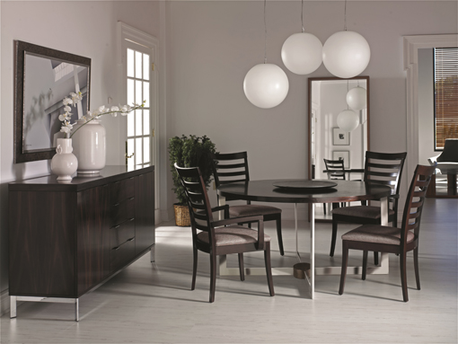 CITY dining room in smoked oak and chromed details