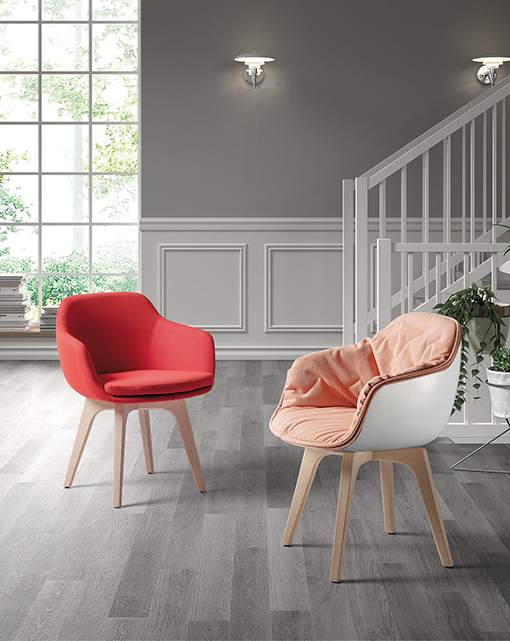 LAPO chairs with natural wooden legs. DRESSY