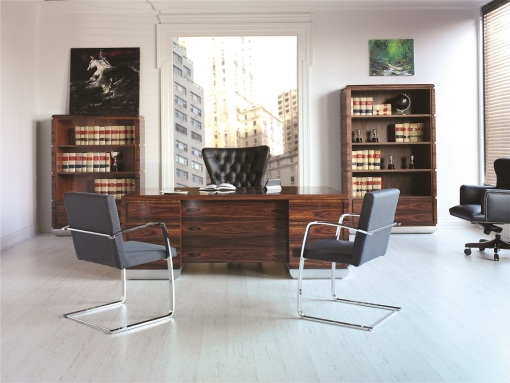 Rosewood executive office desk and bookcases, MON collection