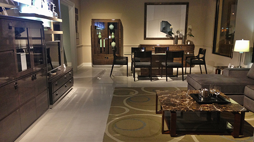 The MON collection with a SOHO coffee table in one of the rooms of the High Point showroom