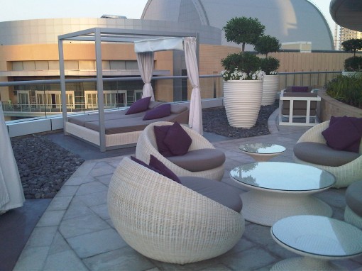 The SUNSET double sunbed by Esther Campos and the BUBBLE loungers by Alfonso Gallego