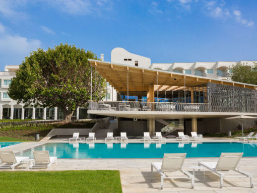 The UNA sun-loungers at the Ozadi Tavira Hotel, Algarve, Portugal