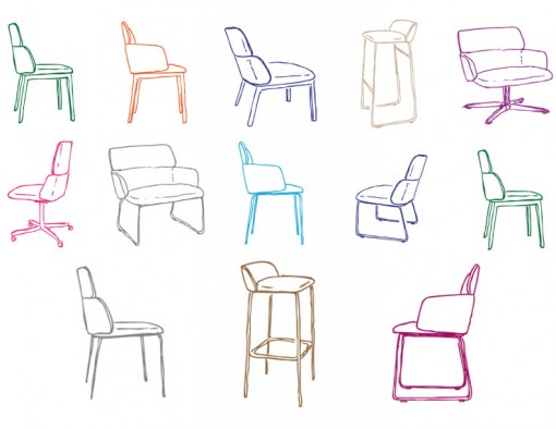 Sketches of the new CONCORD seating collection, created by Claesson Koivisto Rune for CAPDELL