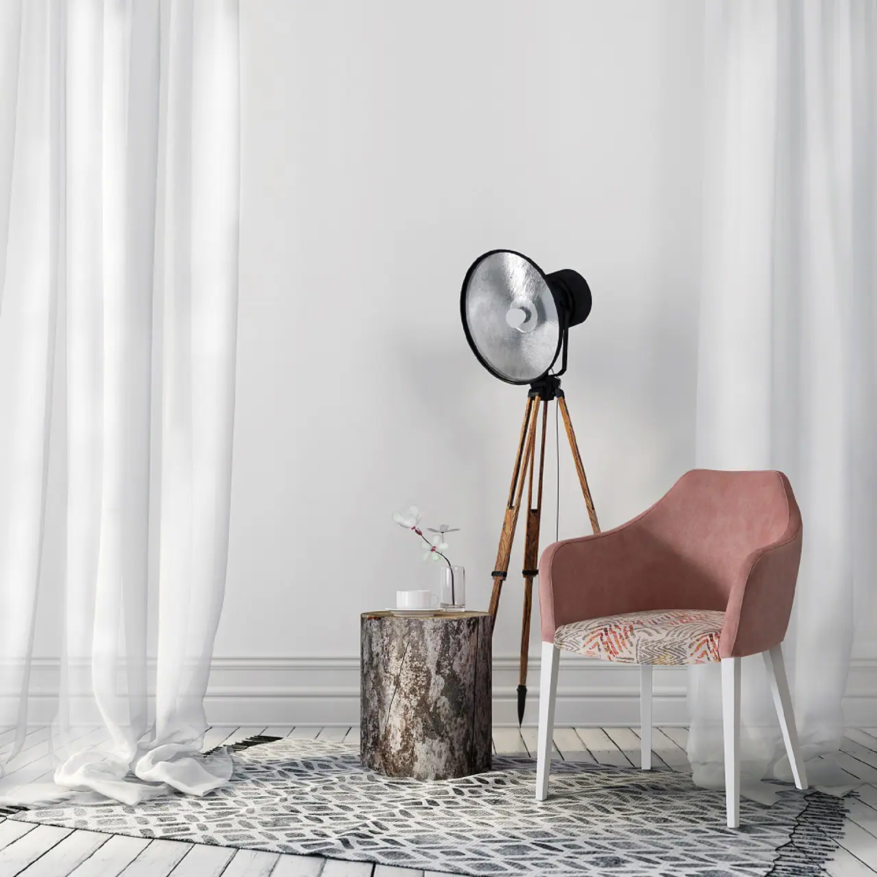 stylish-pink-chair-and-a-vintage-spotlight-2